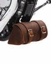 The rigid-backed bag features a stylish heavy leather flap and traditional strap-and-buckle closures to provide both function and flair.