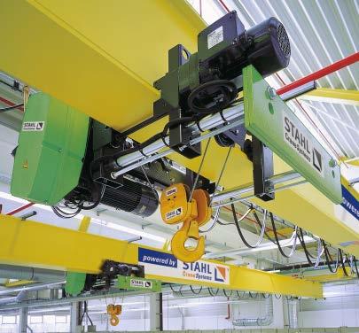 The wire rope hoists and winches are manufactured in systematic modular design and dimensioned for a safe working load range from 500 kg to 250,000 kg.