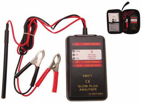 Glow Plug Analyser - reduces the cost for glow plug testing, removing of the glow plugs for testing is not necessary - test