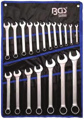 19-piece Combination Spanner Set - includes following sizes: 8-9 - 10-11 - 12 13-14 - 15-16 - 17-18 - 19-20 - 21-22 - 24 27-30 and 32 mm - chrome vanadium, cold stamped, hardened - chrome plated -