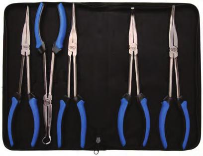5-piece Long Nose Plier Set, 290 mm - angled 90-0 - 20-45 + ring tip -