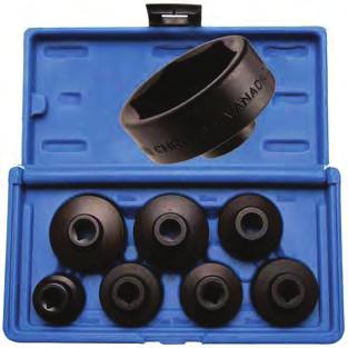7-piece Low Profile Oil Filter Wrench Set - low profile design perfect for use on cartridge style filters - contains following sizes:
