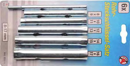 Pipe Wrench Set, 8-17 mm - sizes: 8x9, 10x11, 12x13, 14x15, 16x17 mm - chrome finish - includes toggle 85814 1/2" Multi-Point Socket for Mercedes Injection