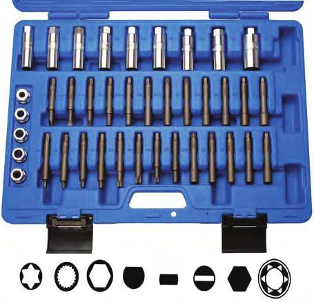 39-piece Suspension Tool Kit - for counterholding the piston rod while loosing - includes the following tools: - 6-pt.
