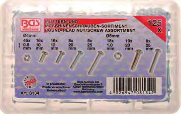 Fuse Set - contains 12 standard fuses of: 5-10 - 15-20 - 25-30 amps - voltage tester 6 to 24 volt - fuse extractor 8124 125-piece Nut and