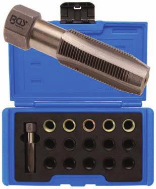 Spark Plug Thread Repair Kit M14-1 tap / rethreader for M14 threads HSS-G - 5x 11 mm tap inserts black finished - 5x 16 mm tap inserts black finished - 5x 19 mm
