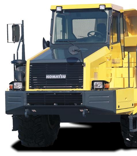 HM400-1 A RTICULATED D UMP T RUCK WALK-AROUND Wide, spacious cab The wide cab offers a comfortable operator environment Viscous mounts support the cab while absorbing vibrations and noise Interior