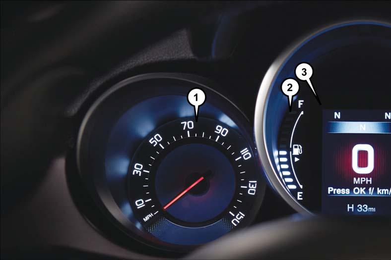 CONTROLS AT A GLANCE INSTRUMENT CLUSTER 1. Speedometer 2. Fuel Gauge 3.