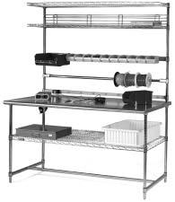 WORKSTATIONS/WORKTABLES WITH CANTILEVERED OVERHEAD OR WIRE OVERSHELF Eagle s overhead system allows you to create work surfaces of your choice with single or multiple overshelves.