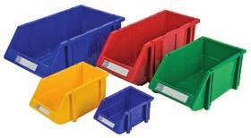 BINS HI-STAK PLASTIC BINS Innovative stacking design allows for greater visibility and easier access to contents Distortion-free from -40 C to 120 C Unaffected by oil, alkaline and most acids Ideal