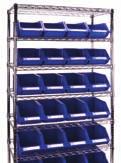 60 Add 1 inch to overall height when stacking on legs WIRE SHELVING UNITS WITH STORAGE BINS Same great features as the Kleton chromate wire shelving, but with the added convenience of heavy-duty