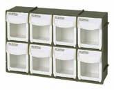 Storage Systems Heavy-Duty Tilt Bins Extremely durable ABS plastic housing and drawer body Transparent polystyrene front window for easy viewing Conveniently connects to each other with grooved