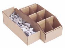 Fibreboard Bins & Racks CORRUGATED parts BINS & DIVIDERS Economical standard duty bins constructed of durable corrugated fibreboard Ideal for storing any loose small parts Assembled easily without