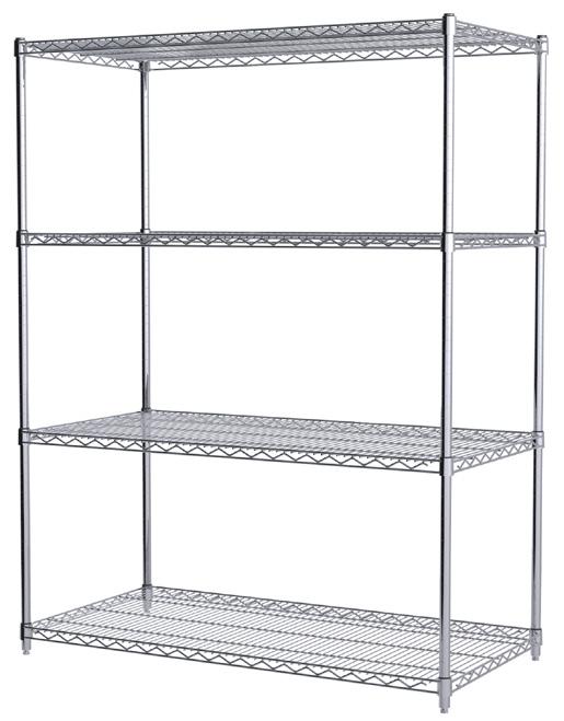 Wire Shelving Starter s Heavy-duty wire shelving units prevent dust accumulation and improve visibility of stored items. Assembles in minutes. No tools required. Capacity: 800 lbs.