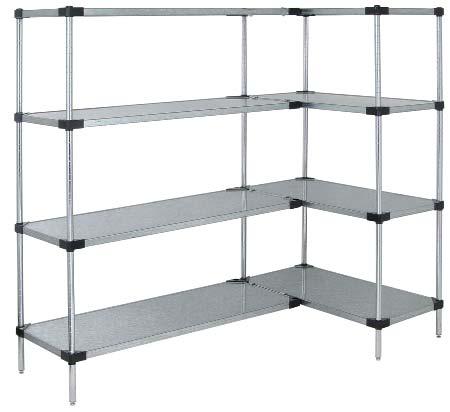 AURORA STAINLESS STEEL SOLID SHELF UNITS Solid Shelf Starter and Add-On Kits Solid shelves are a solution where dirt, dust and spills are a potential issue.