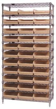 SHELF BIN WIRE SHELVING SYSTEMS Chrome Wire Shelving Shelf Bin Systems Complete Wire Packages Easy boltless assembly Wire allows air to circulate as well as provides ideal product visibility Durable