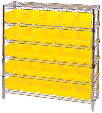 SHELF BIN WIRE SHELVING SYSTEMS Complete Bin Center Complete bin systems are available with 4 different size bins on a 36 W x 12 D x 36 H unit.