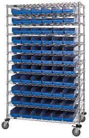 HIGH DENSITY WIRE BIN SYSTEMS 74 HEIGHT High Density Wire Systems Wire Storage Systems with bins available in 48, 60 and 72 widths All units in chart below utilize 74 posts and include 12 shelves