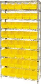 STORE-MORE WIRE SHELVING UNITS WITH BINS Chrome Wire Shelving Shelf Bin Systems Complete Wire Packages Easy boltless assembly Wire allows air to circulate as well as provides ideal product visibility
