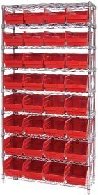 capacity per shelf 9 Shelves with 64 Bins Bin Size: 4-1/8 W x 11-5/8 D x 6 H QWR9-201-BLU 36 x 12 x 74 108 lbs. $743.