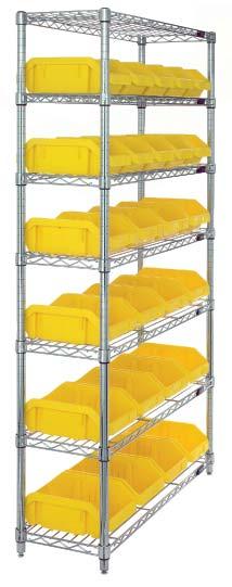 WIRE SHELVING WITH HEAVY DUTY QUICKPICK BIN Heavy-duty Wire Shelving with QuickPick Bins - Complete Packages These unique shelving packages provide double access to stored parts.
