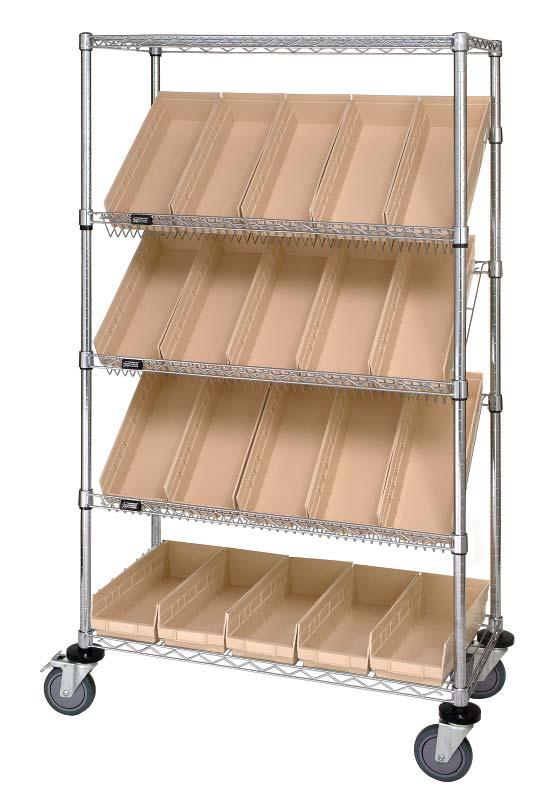 OPEN SIDE SLANTED SHELF SUTURE CART WITH BINS/NO BINS Slanted Shelf Suture Cart - Open - Complete Packages Units are designed for quick and easy accessibility for prepacked items such as sutures.