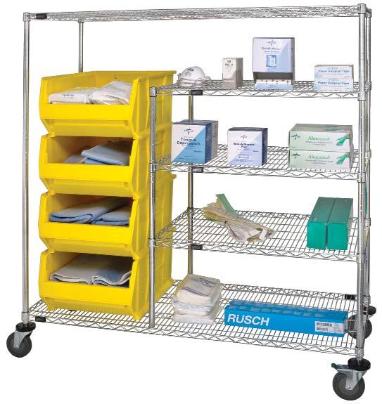 BIN TRANSPORT CARTS Combination Bin Transport Cart The combination of bins and modular shelving creates a highly efficient method of visually identifying and transporting multiple items.