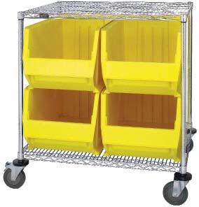 Bins are available in Blue, Red, Yellow and Clear. Cart finish: Chrome Bin Transport Cart Modular in design, the Bin Transport Cart provides an integrated system to transfer items.