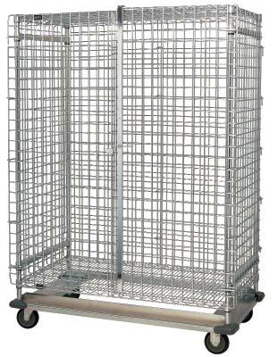 65 Q2436-63SEC Each unit consists of: 4 - posts 2 - wire shelves (for top and bottom) 1 - security panel set (includes back and sides) 1 - pair security panel doors QM2436-69SEC Stem Castered