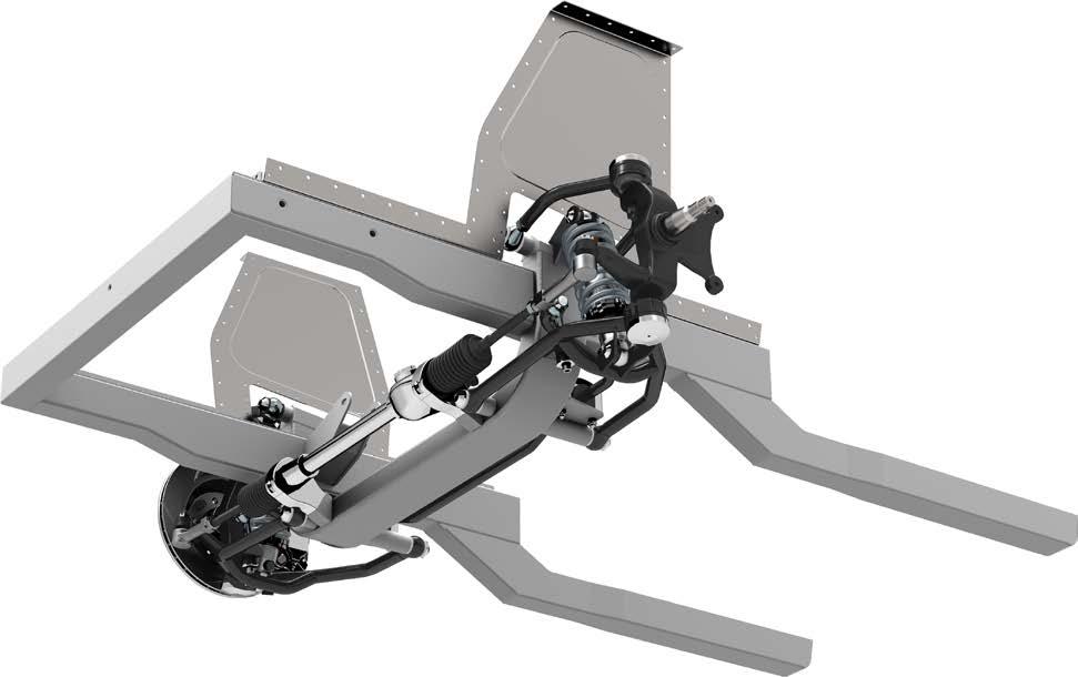 Locating features are machined into each crossmember to enable selfpositioning of billet components.