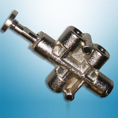 This three-way air valve can be used normally open or normally closed, has an adjustable stem, and comes with standardized TTMA and API mounting holes.