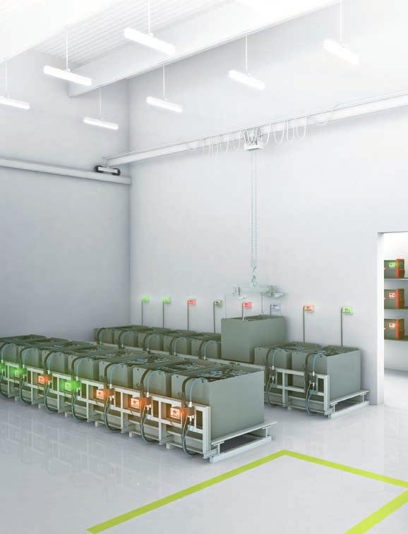 10 BATTERY CHARGING ROOM The high levels of device efficiency and compact design of the battery charging systems mean that their space requirements are minimal.