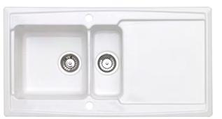 sinks are reversible to allow for either left or right hand drainer