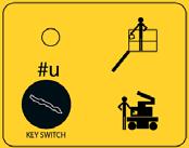 Turn the key switch to control from chassis Orange Standardposition Green Yellow (not transport position) and the crane must be attached to the fixing points at the outriggers.
