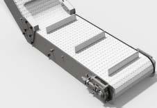 Incline Conveyors Incline conveyors can be configured in a variety of different ways. They are available in fabric and plastic modular belt options.