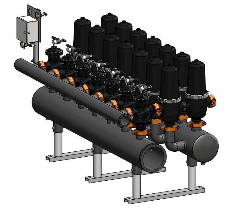 Higher flows from filters in parallel up to 2,000 GPM More compact design (filter