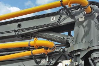 Distributor booms from Liebherr are available in roll-fold, Z-fold or multi-fold designs (depending on the respective type) featuring three, four or five boom elements.