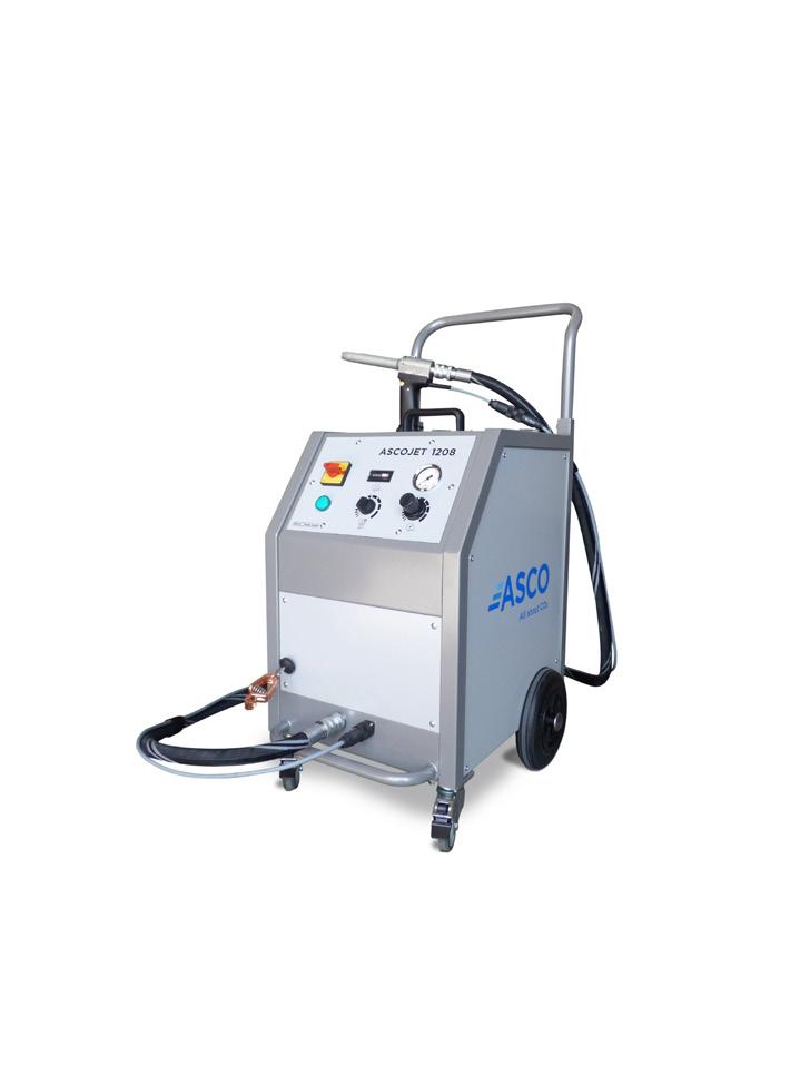 Dry Ice Blasting Unit ASCOJET 1208 complete (fully adjustable) part no. 900960 The ASCOJET 1208 features a new modern frame design and self-explanatory pictogram.