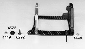 Place one of the #4526 plastic T-bar spacers over each screw. Line the screws up with the two outer mounting holes on the back of the T-bar.