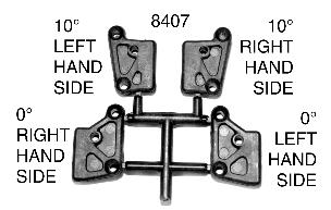 Fig. 3 Fig. 5 Go back to bag #1 and remove the #8407 front upper arm mount parts tree. There are two separate sets of mounts on the tree.