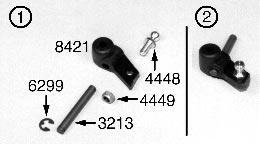 Also in bag #1 you will find the #4448 aluminum ball ends and the #4449 4-40 small aluminum locknuts. Remove two of each for this step.