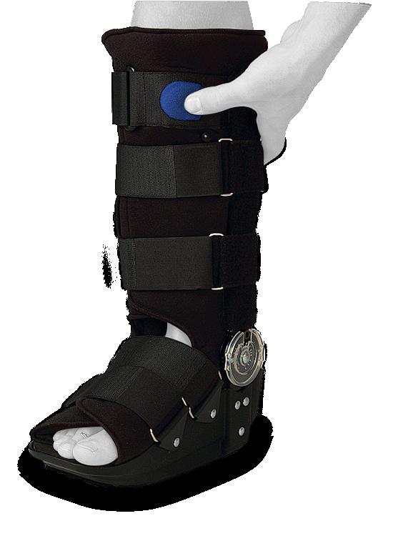 The BYNIX CAM Stride Adjustable CAM Boot Walker with Air Pouches can be used for left or right lower leg injuries. It is made of comfortable soft foam and is designed to immobilize the foot and ankle.