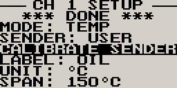 return to the main menu. Select whether to use the the temperature sender or not.