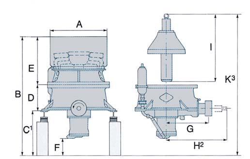 Dimensions, mm Note: Reference line (not floor level) giving minimal dimensions for removal of: 1. Hydroset cylinder, 2. Pinion shaft, 3. Main shaft Dim.