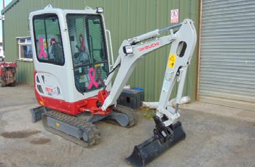 Jock s Tractor Appeal Unused 2018 Takeuchi TB-216 to be auctioned at Leeds to support Breast Cancer Care on behalf of Jock s PINK Tractor Appeal.