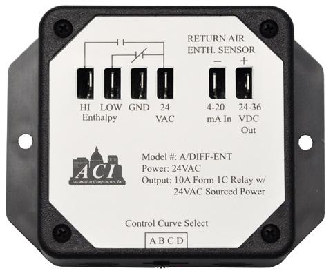 4 OUTDOOR AIR ENTHALPY CONTROLLER The outdoor air enthalpy controller is connected to both the dry bulb controller and the Enthalpy Transmitter.