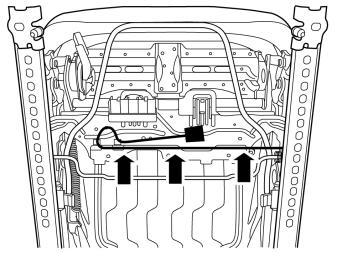 harness. Applies to the right-hand front seat Route the cable harness in a loop under the seat. Secure it using three cable ties in the existing cable harness.