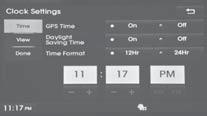 Time Format: When the clock type is digital, it converts the time display between 12 hour and 24