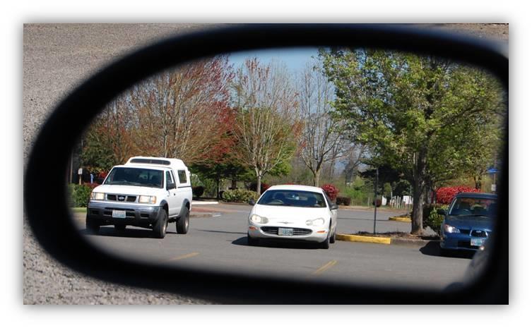 Adjust the left side mirrors out slightly Tilt your head to the left &