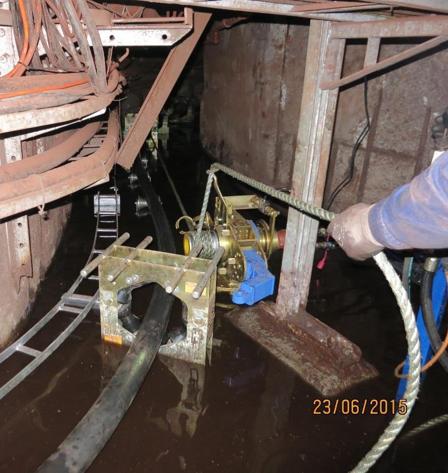 Engineering Pty Ltd Right: KJE-0020 winch anchored to floor of cable tunnel.